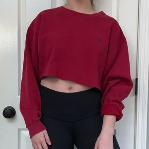 Red polo cropped sweatshirt size large